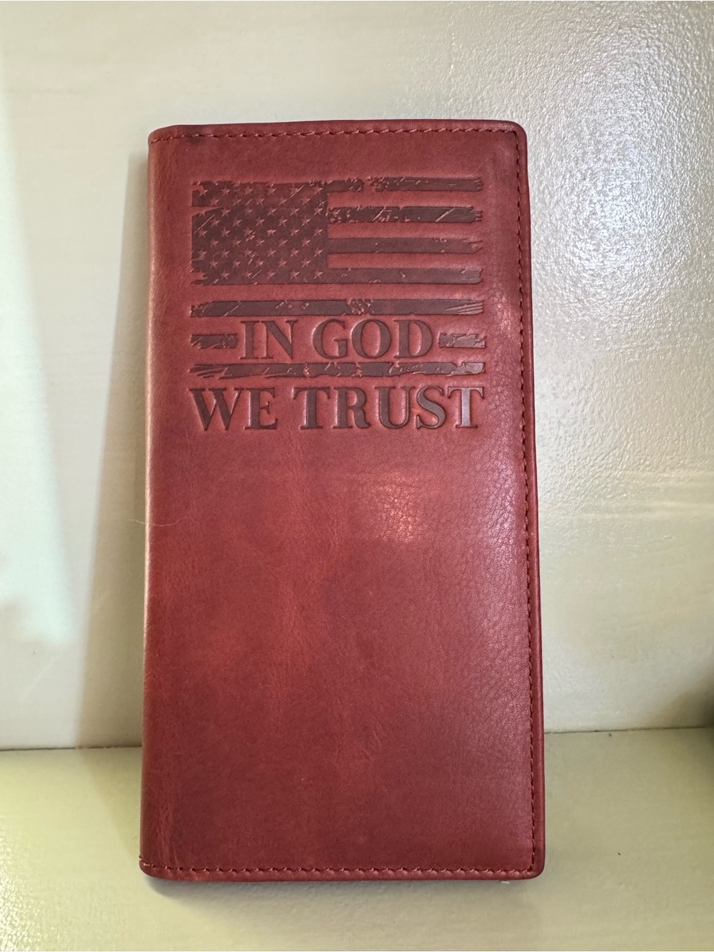 Mid West Range genuine leather "The Patriot" American Flag long rodeo wallet